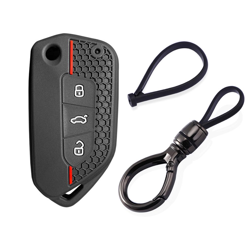 For VW Golf Jetta 4 Tiguan Modified Folding Case For Beetle Polo Pass Passat B5 Caddy For Seat Skoda Silicone Car Key Holder