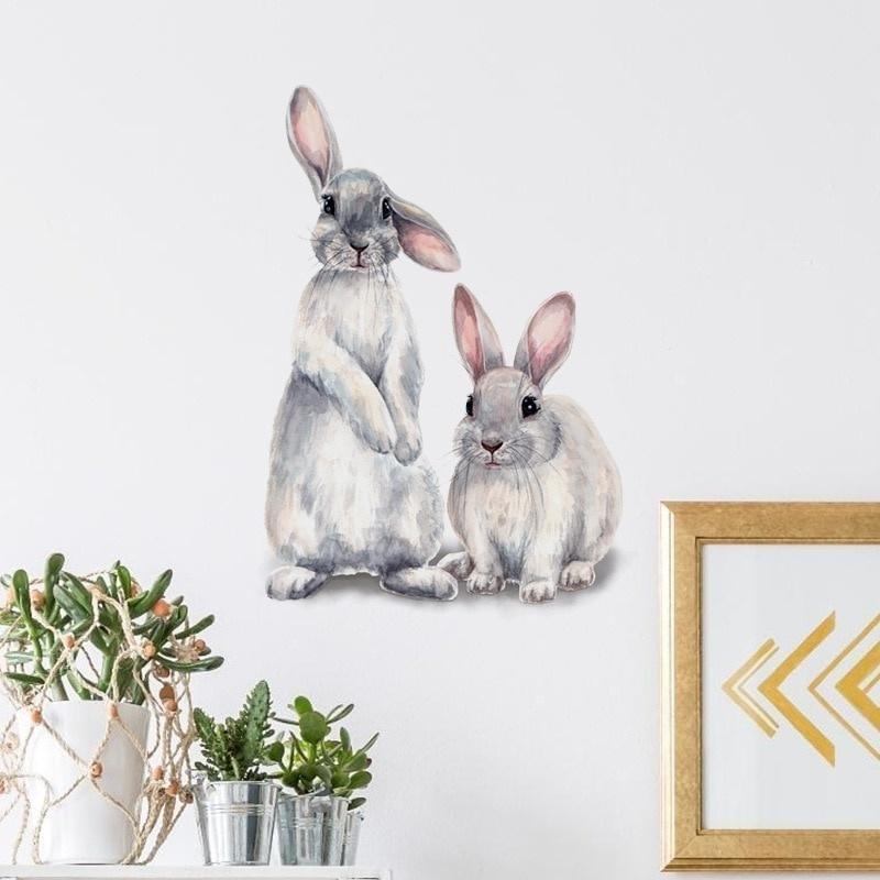 

Cute Cartoon Rabbits Wall Sticker Children s Kids Room Home Decoration Removable Wallpaper Living Room Bedroom Bunny Stickers A