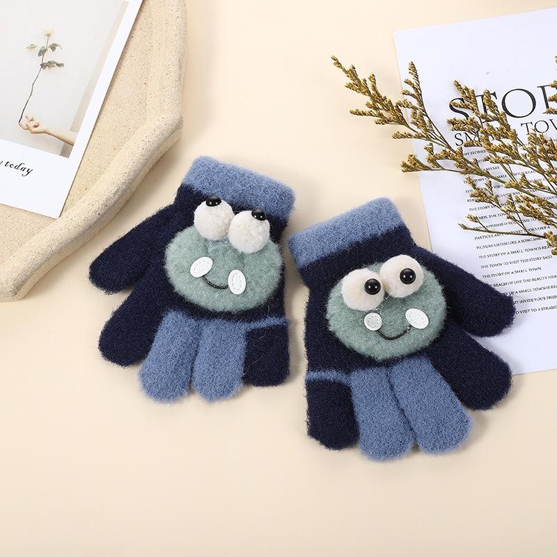 Children's gloves winter warm kindergarten baby five-finger gloves boys and girls finger thickened fleece cold moisture