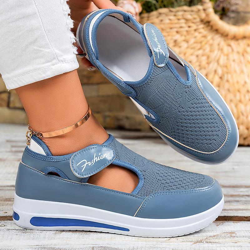 Women's Plus Size Casual Mesh Wedge Heel Shoes with Magic Tape