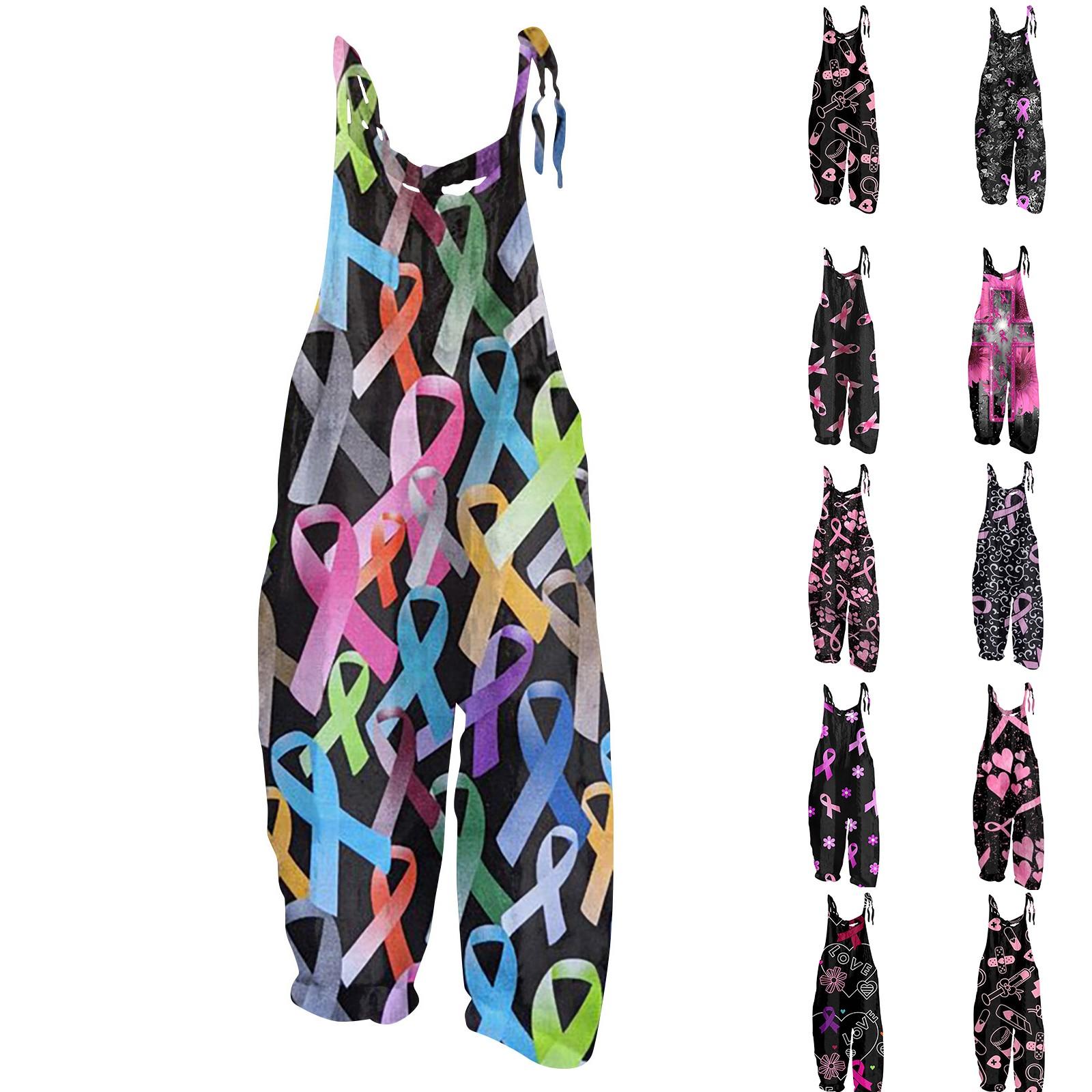 

Women s Festive Event Printed Fashion Casual Loose Strappy Jumpsuit