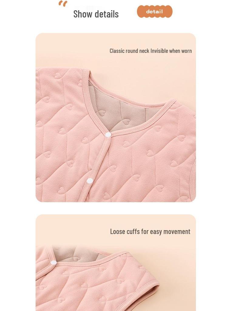 Women's Plus Size Velvet Fleece-lined Vest: Warm Sleeveless Jacket for Autumn/Winter School Uniform