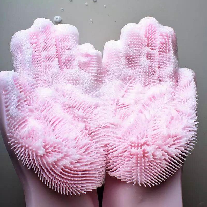 Silicone Cleaning Gloves Multifunction Magic Dish Washing Gloves for Kitchen Household Scrubbing Brush Hand Protector Tool