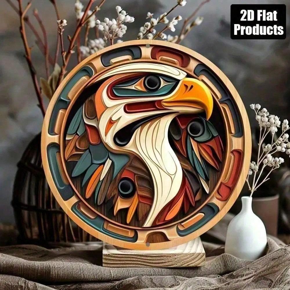 Metal Wall Art Blue Storm Kojan Indian Feather Geometric Pattern Southwest Style Living Room Decor
