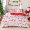 3Pcs/Set Christmas Reindeer Snowman Bedding Set Includes 1 Duvet Cover And 2 Pillowcases Soft And Skin-Friendly