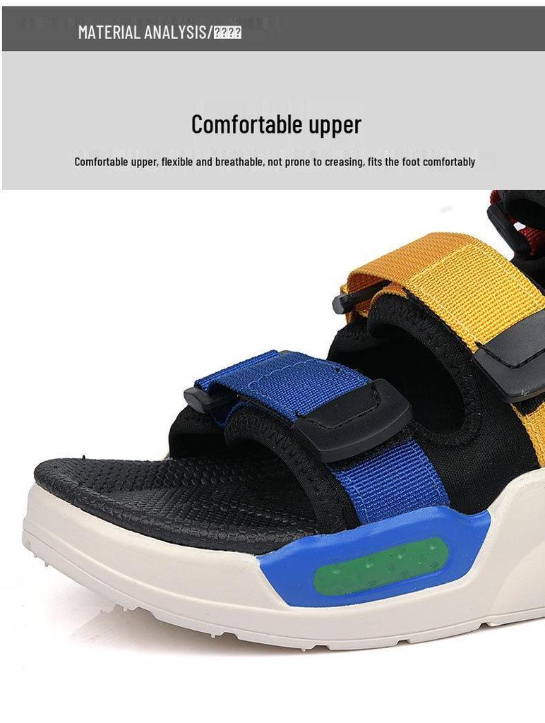 Herren Sommersandalen Atmungsaktiv - Outdoor Strandschuhe, Größe 45, Dicksohlige Freizeit-Hausschuhe