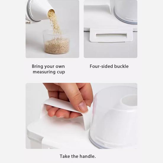 Grain Can Ergonomic Handle Measuring Cup Design Storage Container with Lid
