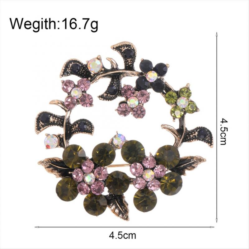 Colorful crystal brooch, vintage floral brooch for women.
