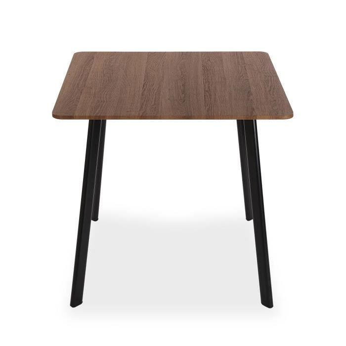 Dining Table - VERSA - Klaudia - Wood, PVC and Metal - Brown and Black