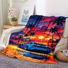 1PC Palm Tree Car Blanket Soft Warm All Season Throw for Sofa, Bed, Car, Office Vibrant Colorful Design, Durable & Cozy Gift