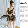 Sexy Lingerie Inner Underwear Nightwear One Piece Setup X053 [Agnel X] See-Through Women's (Free, Black)