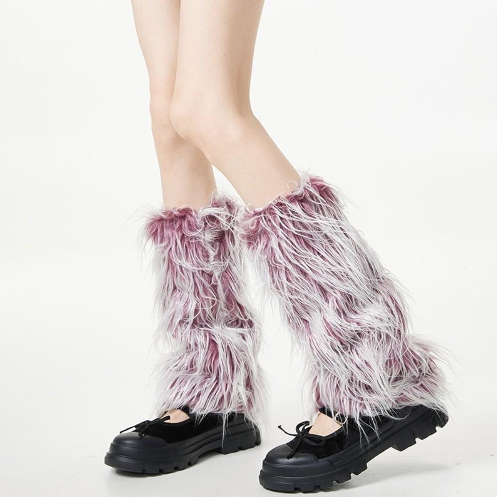 Harajuku Furry Leg Warmers Y2K Aesthetic Winter Leg Coverings Faux Fur Leg Warmers  Streetwear