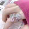 Eleganter Rosa Zirkonia Flügelring - Verstellbarer Modeschmuck für Damen für Freunde