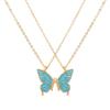 Split Butterfly Pendant Necklace Set Pink Enamel Matching Butterfly Necklaces for Best Friends