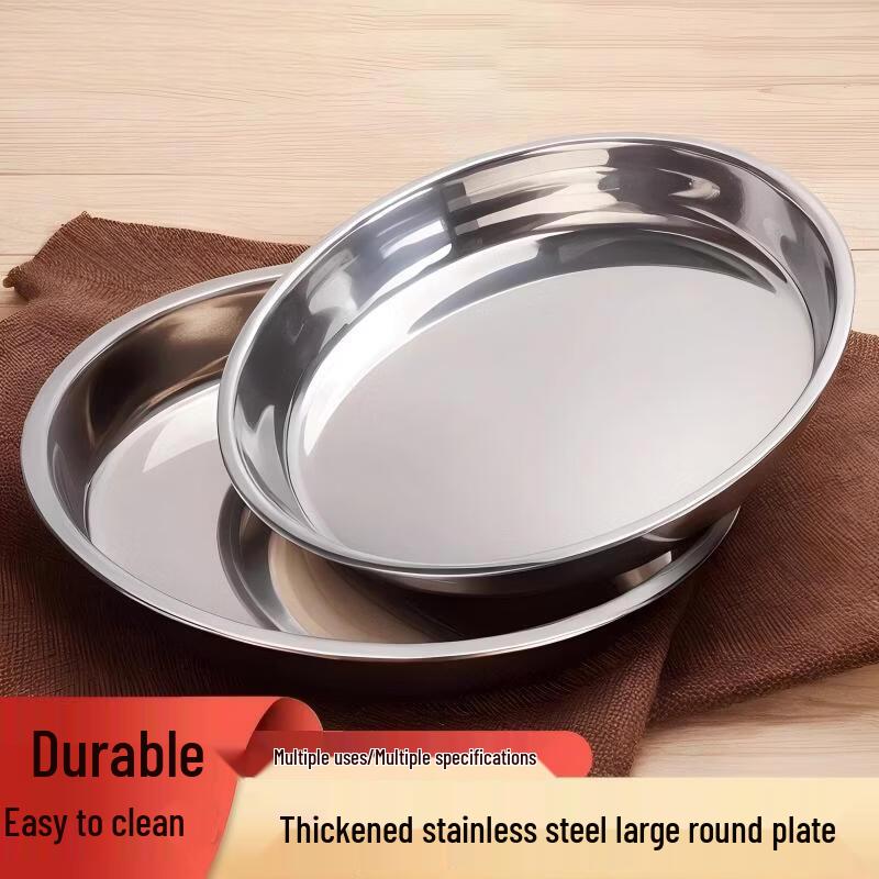 Diruien 304 Stainless Steel Shallow Round Plates - 14cm (2-Pack)