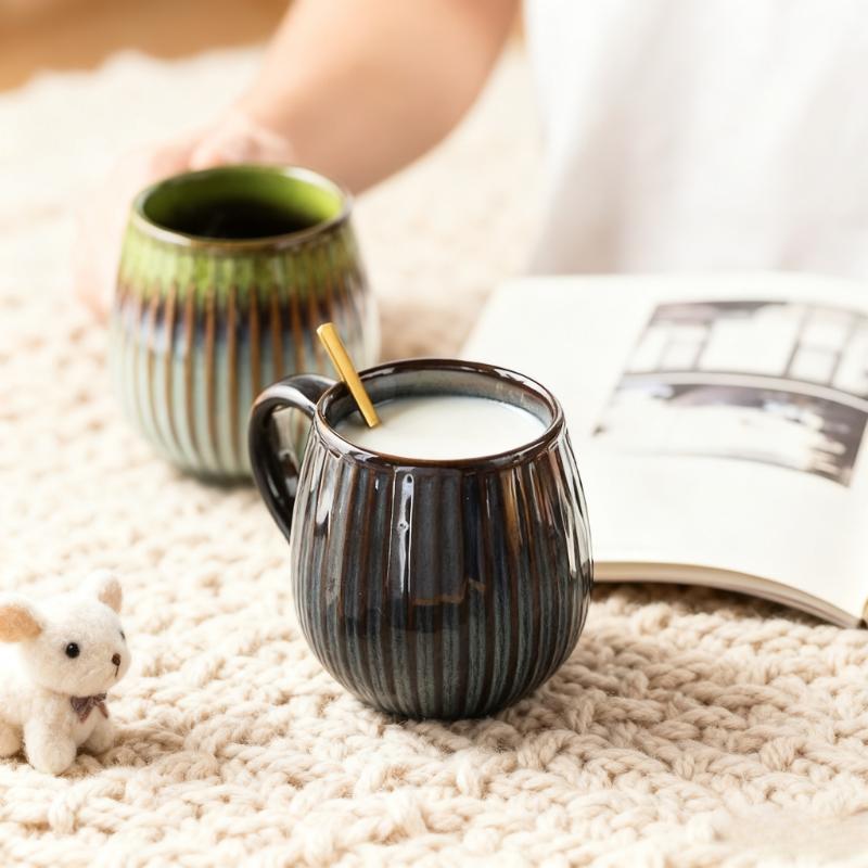 480ml Japanese style Kiln Glaze Coffee Mug Gradient Retro Ceramic Cup Office Household Breakfast Milk Cups Water Cup couple cup
