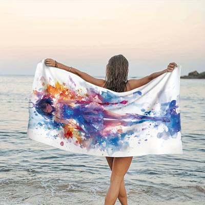 Vibrant Watercolor Anime Girl Bath Towel - Soft,Super Absorbent & Unique Design for Everyday Use & Perfect Gift for Anime Lovers