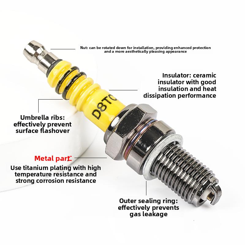 Three-wheel motorcycle ATDC D8TC spark plug, suitable for 125/150 engine ignition plugs as a universal accessory.