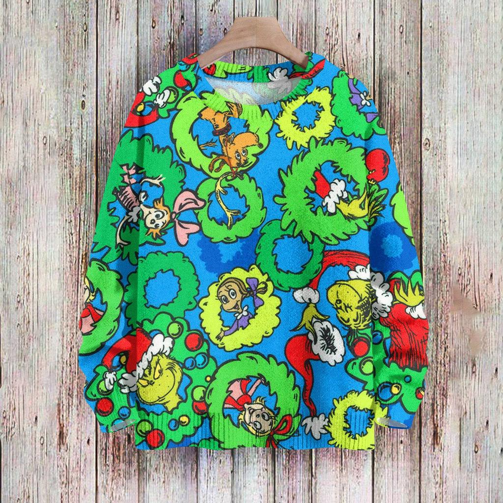 Weihnachts-Sweatshirts für Damen, Strickpullover, süßes Hemd, Herbst, Rundhalsausschnitt, Pullover, Tops