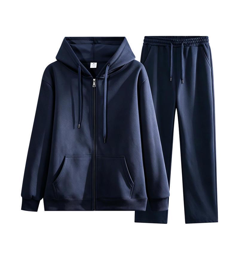 Autumn/Winter Women's Casual Solid Color Hoodie & Wide Leg Pants Set