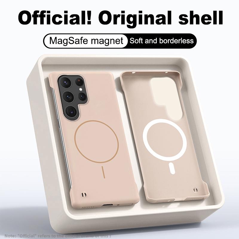 Frameless Wireless Charge Case For Samsung S25 Edge S24 FE S23 Ultra S22 Magnetic Shockproof Slim Hard PC Phone Cover