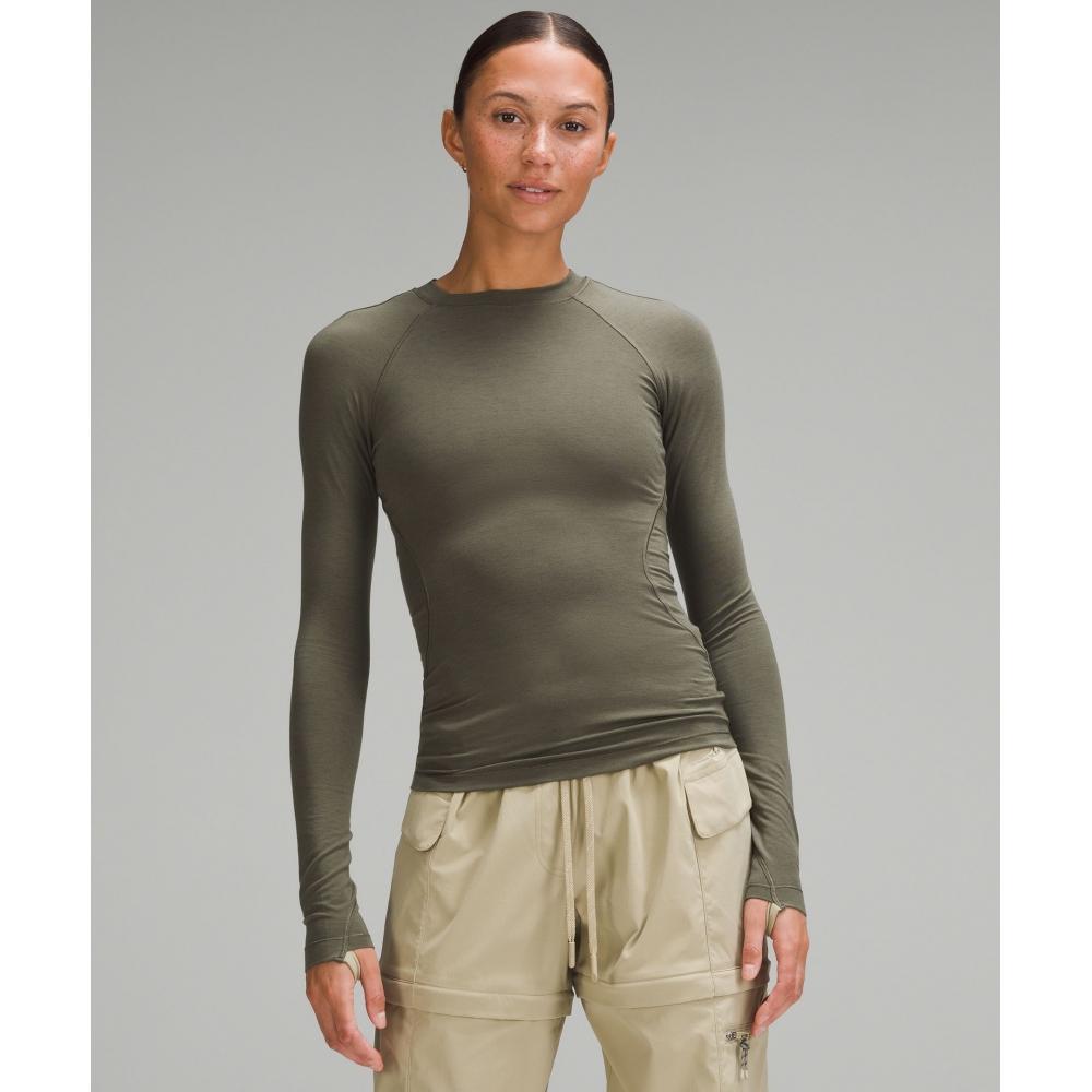 

Lululemon Long Sleeve Crewneck Base Layer Army Green Compass Khaki 8