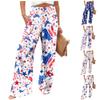 Dámská móda Volné Ležérní Den nezávislosti Tisk Kalhoty s vysokým pasem a širokými nohavicemi Ležérní kalhoty