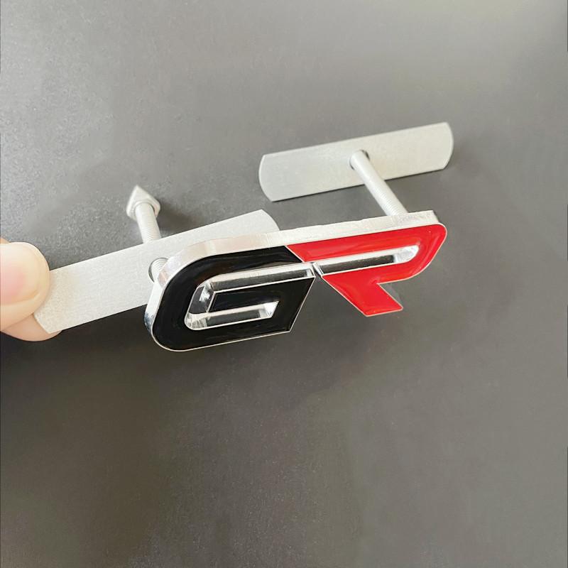 3D Metal Black Red Logo GR Emblem Letters Car Front Grill Badge For Toyota Hilux CHR Corolla Yaris GR Sticker Accessories OO4