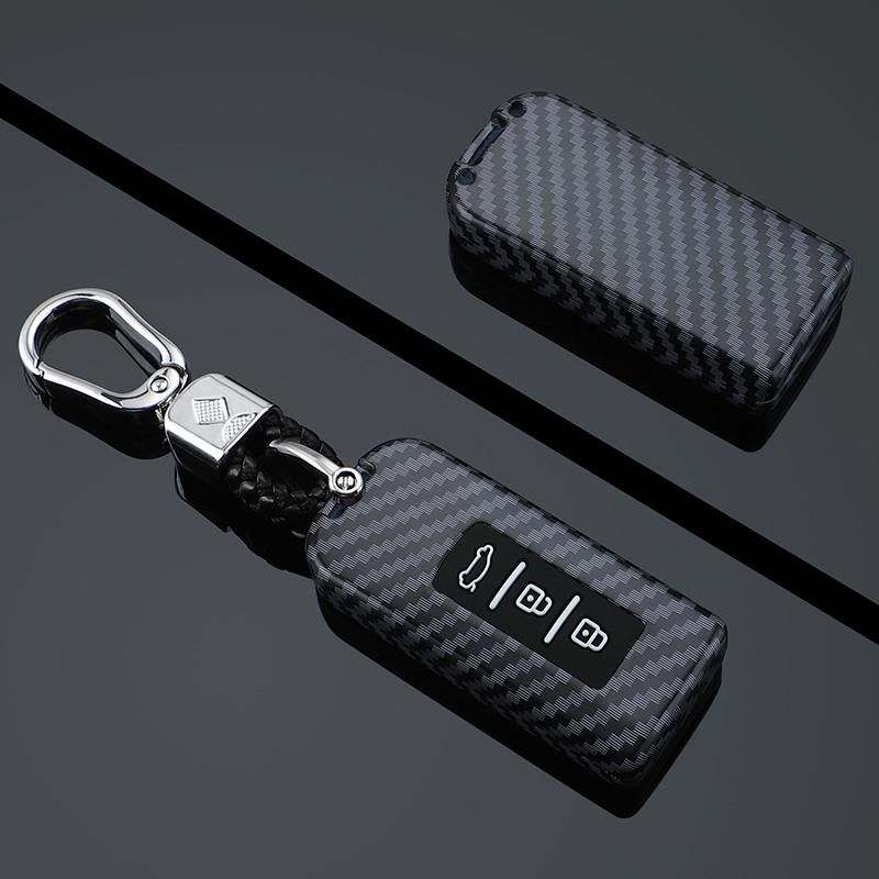 Abs Carbon Fiber Car Key Case Cover For Mitsubishi Xpander Outlander Asx Pajero Eclipse Cross Montero Protector Accessories