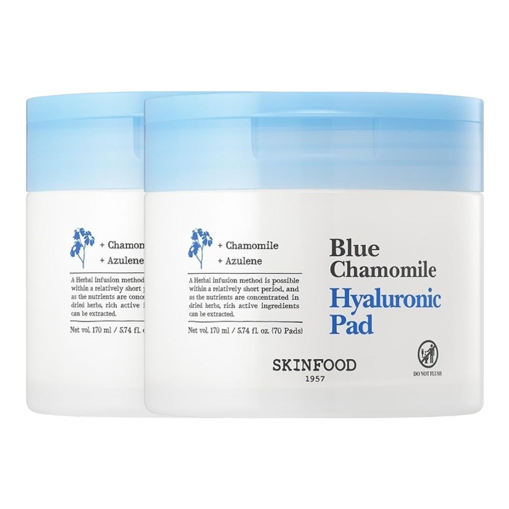 

SKINFOOD Blue Chamomile Hyaluronic Pad 170ml (70 Sheets) x 2-Pack - Deep Hydrating & Soothing Toner Pad - Radiant Korean Skincare Bundle