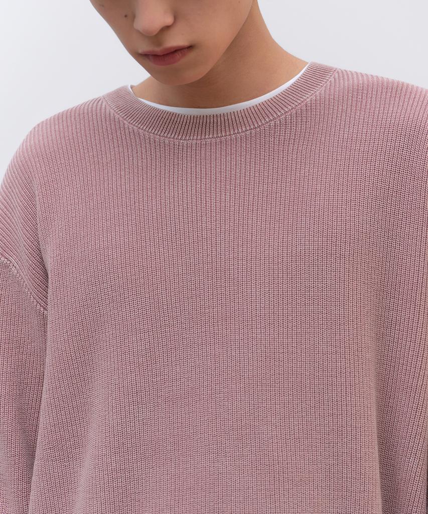MUSINSA STANDARD Pigment Crew Neck Knit [Smoke Pink]