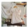2026 Summer Doll Collar Color Block Girls' Dress – French Print Short Sleeve Princess Korean Style