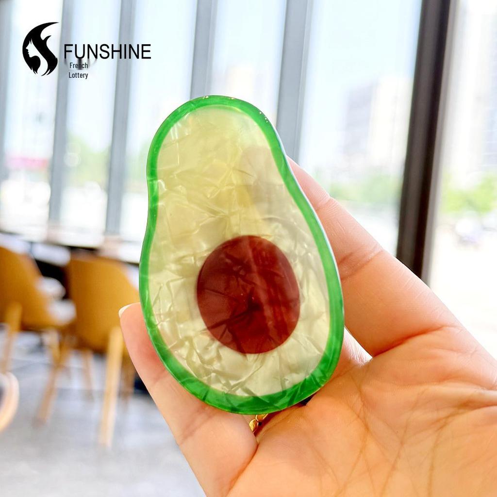 Trendy Fruit Series Hair Clips: Lemon, Avocado & Heart-Shaped Claws