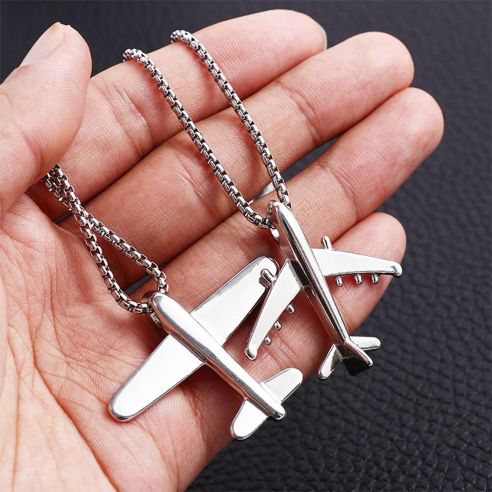 Steel For Women Pendant Hiphop Airplane Man Chain Necklace Neck Jewelry Korean Clavicle Choker