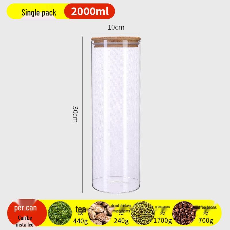 Food-Grade Borosilicate Glass Tea Canister for Coffee, Flower Tea, and Powder - Moisture-Proof Storage Jar