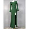 Export Single Lu Home round Neck Sexy Adult Lady like Woman Midriff Outfit Long Sleeves Spring New Arrival Split Banquet Party Fashion Dress