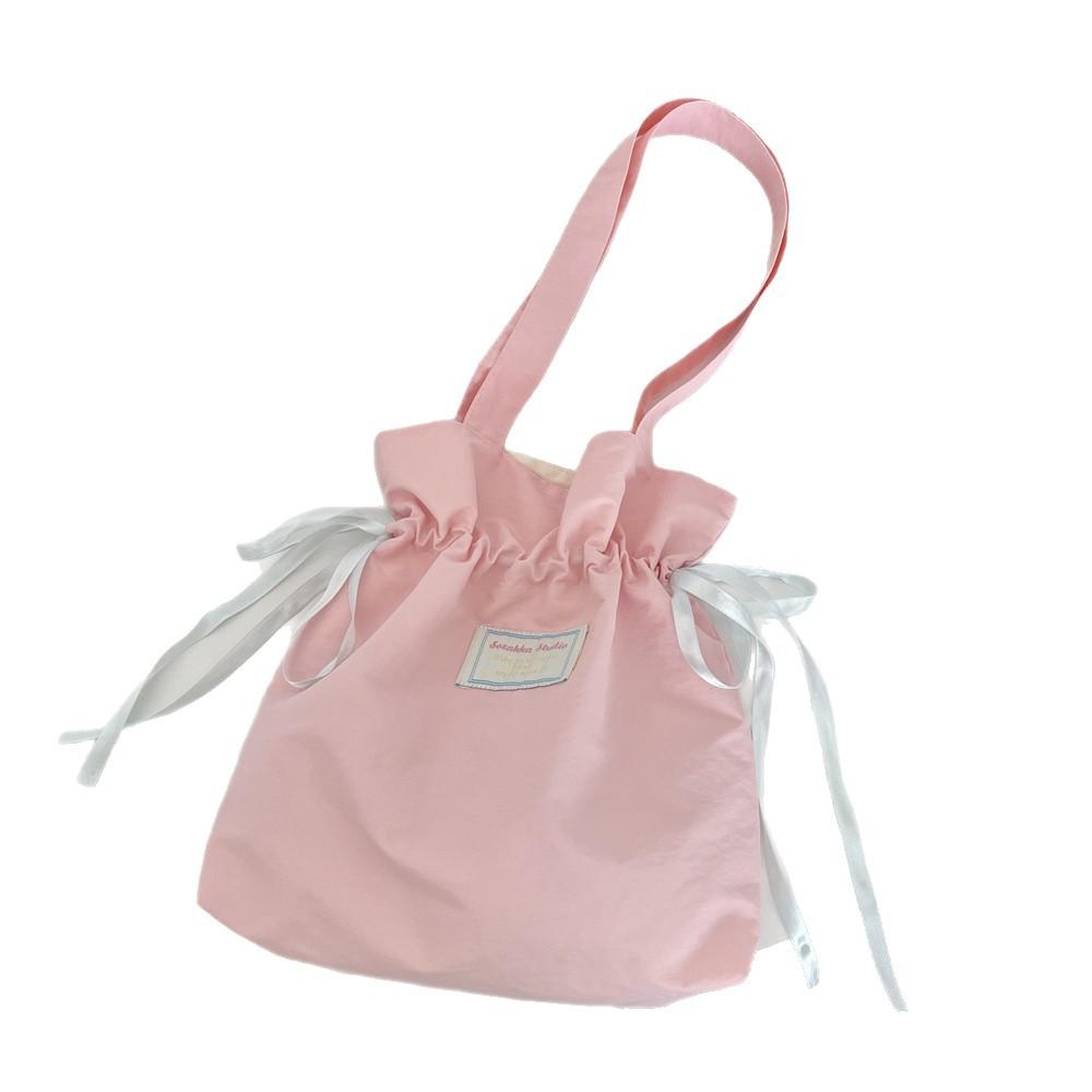 58 New Canvas Bag Large Capacity Small Fresh Solid Color Shoulder Tote Bag Commuter Bag Women