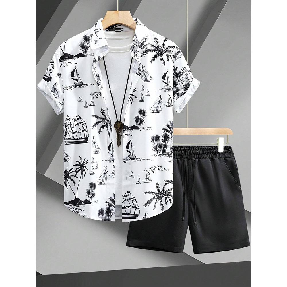 3D Printed Men's Short-sleeved Shirt And Beach Shorts Set Summer Street Fashion Men's Casual Shirt Outdoor Everyday Men's Shorts