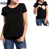 Summer European & American Fashion Maternity Nursing T-shirt - Hot Selling Round Neck, Short Sleeve Women's Top