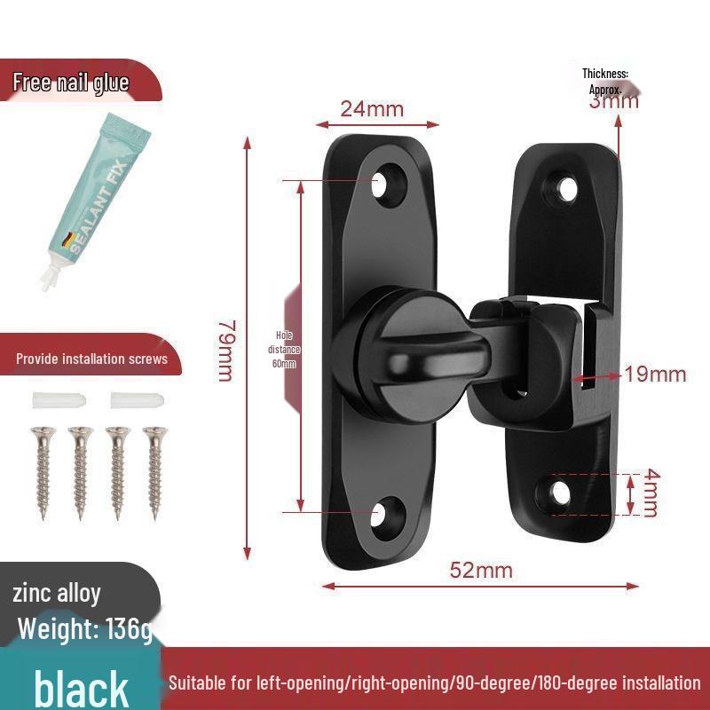 90° Zámek na posuvné dveře (stodolové dveře): Západka bez vrtání, Spona na posuvné dveře, Bezpečnostní šroub