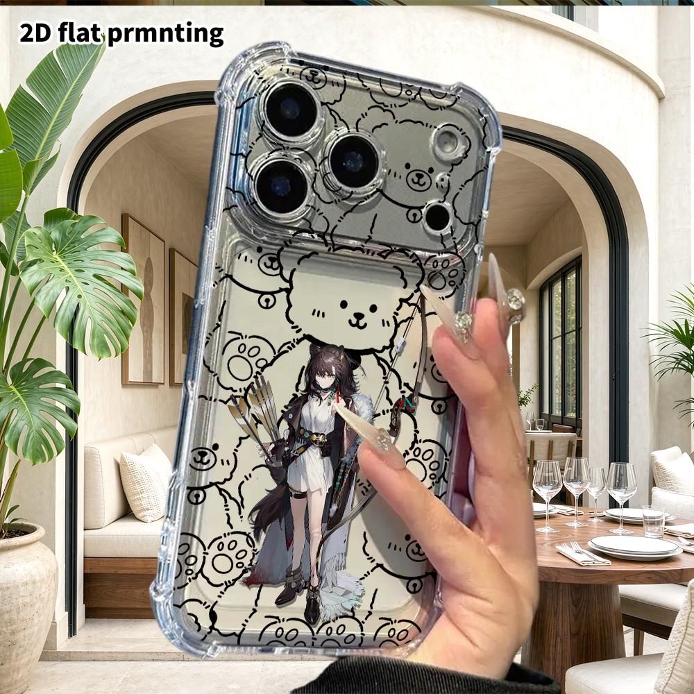 Phone Case: 2D flat suitable for iPhone 18 17 16 15 14 13 Pro transparent corner protection case, with little moon, Christmas, and Halloween gifts