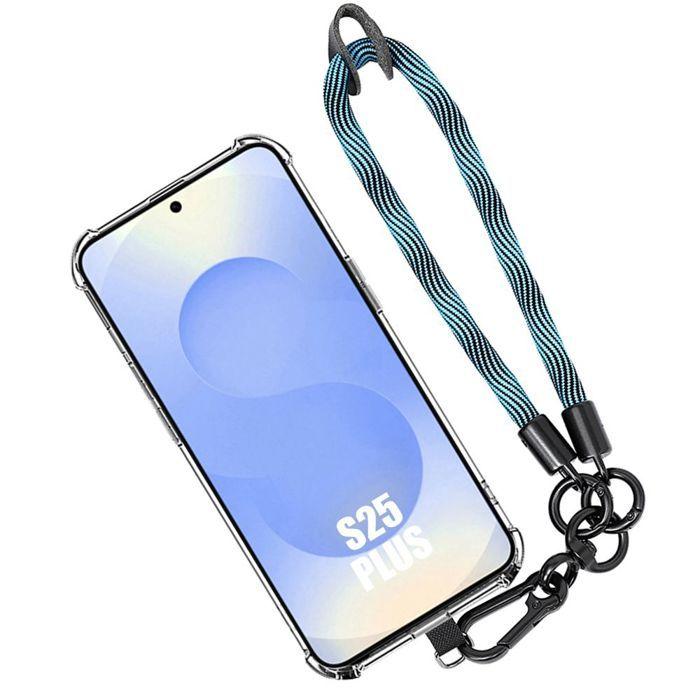 Coque pour Samsung Galaxy S25 Plus (Galaxy S25+) - Transparent avec Dragonne Bleue - BOOLING