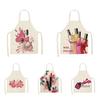 Nail Polish Lipstick Beauty Kitchen Women Apron Household Cleaning Cotton Linen Pinafore Salon Home Cooking Baking Adult Bib