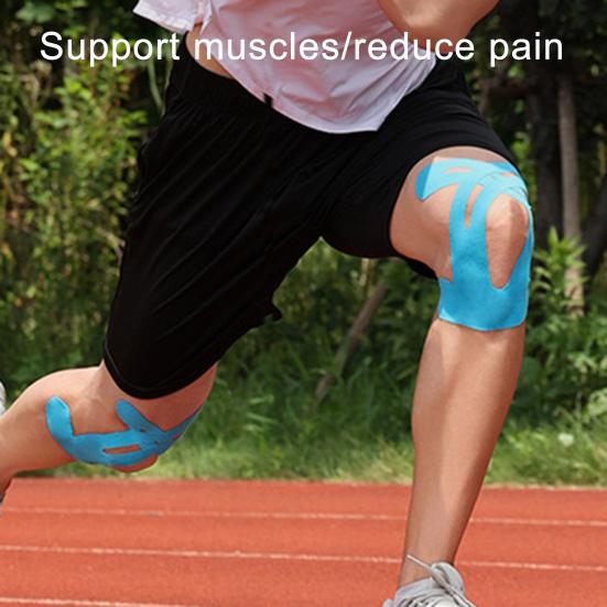 5 Pcs Precut Kinesiology Tape for Knees Latex Free Knee Tape for Pain Relief Waterproof Elastic Athletic Tape for Knee Support Stability