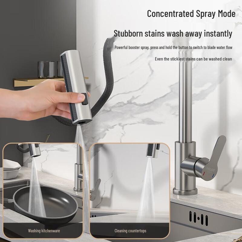 Micoe 304 Stainless Steel Kitchen Faucet with Waterfall & 3 Spray Modes