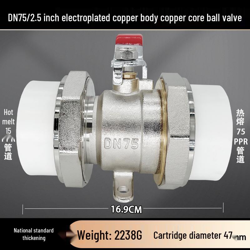 All-Copper PPR Double Union Ball Valve for Hot Melt Pipe - 20mm, 25mm, 32mm (1/2", 3/4", 1")