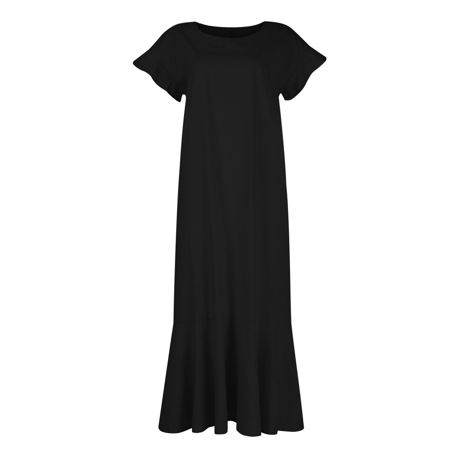 Женские длинные платья из хлопка и льна с круглым вырезом — фото 5