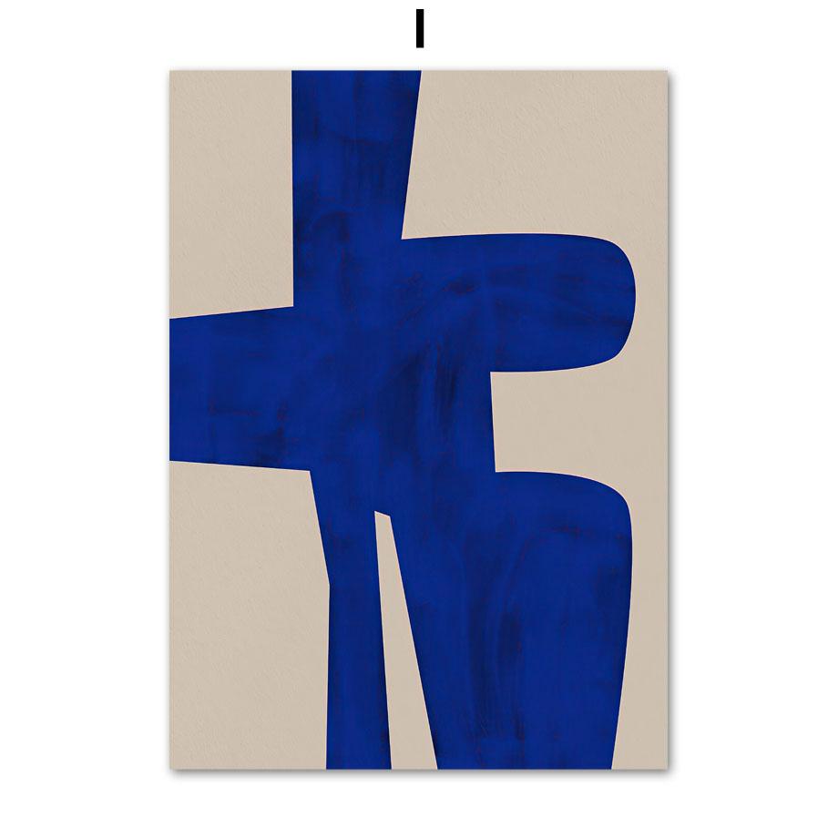 Blue Line Geometry Flower Wall Art Canvas Painting  Abstract Art Posters & Prints Hotel Bar Pictures For Living Room Home Decor