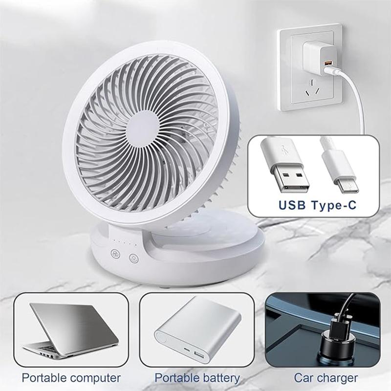 Elektrischer Tischventilator USB-Aufladung Leise Desktop Multifunktionaler Elektrischer Ventilator Starker Wind 3 Geschwindigkeiten Einstellbar Für Zuhause Büro