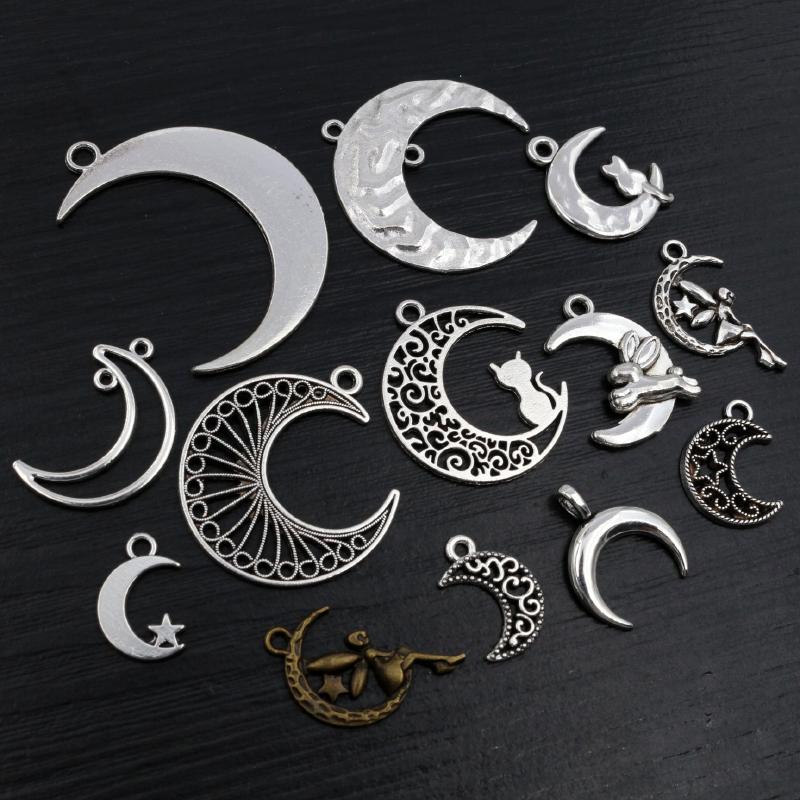 Neues Mode-Multi-Stil Antik Versilbert Bronze Mond Anhänger Metalllegierung Anhänger DIY Anhänger DIY Schmuckherstellung Zubehör